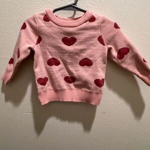 JUST LIZZY Pink Sweater with Red Heart Pattern